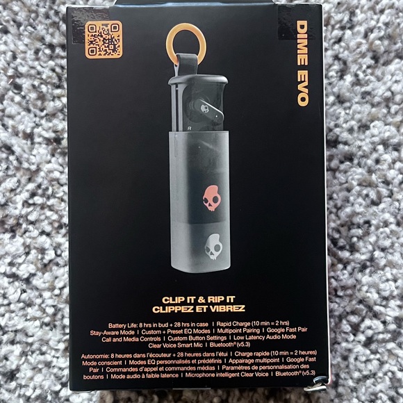 NWT Skullcandy Dime Evo Wireless Earbuds - Black and Orange - Picture 3 of 5